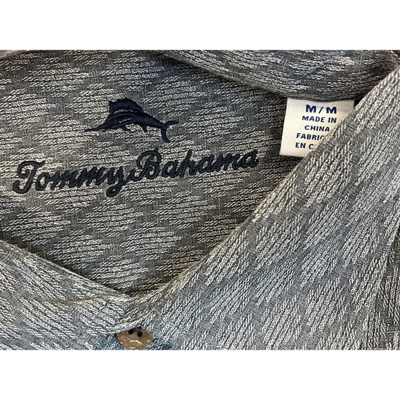Tommy Bahama Men's Gray Button-Up Shirt With Pocket & Diamond-Pattern Sz M - Picture 6 of 8